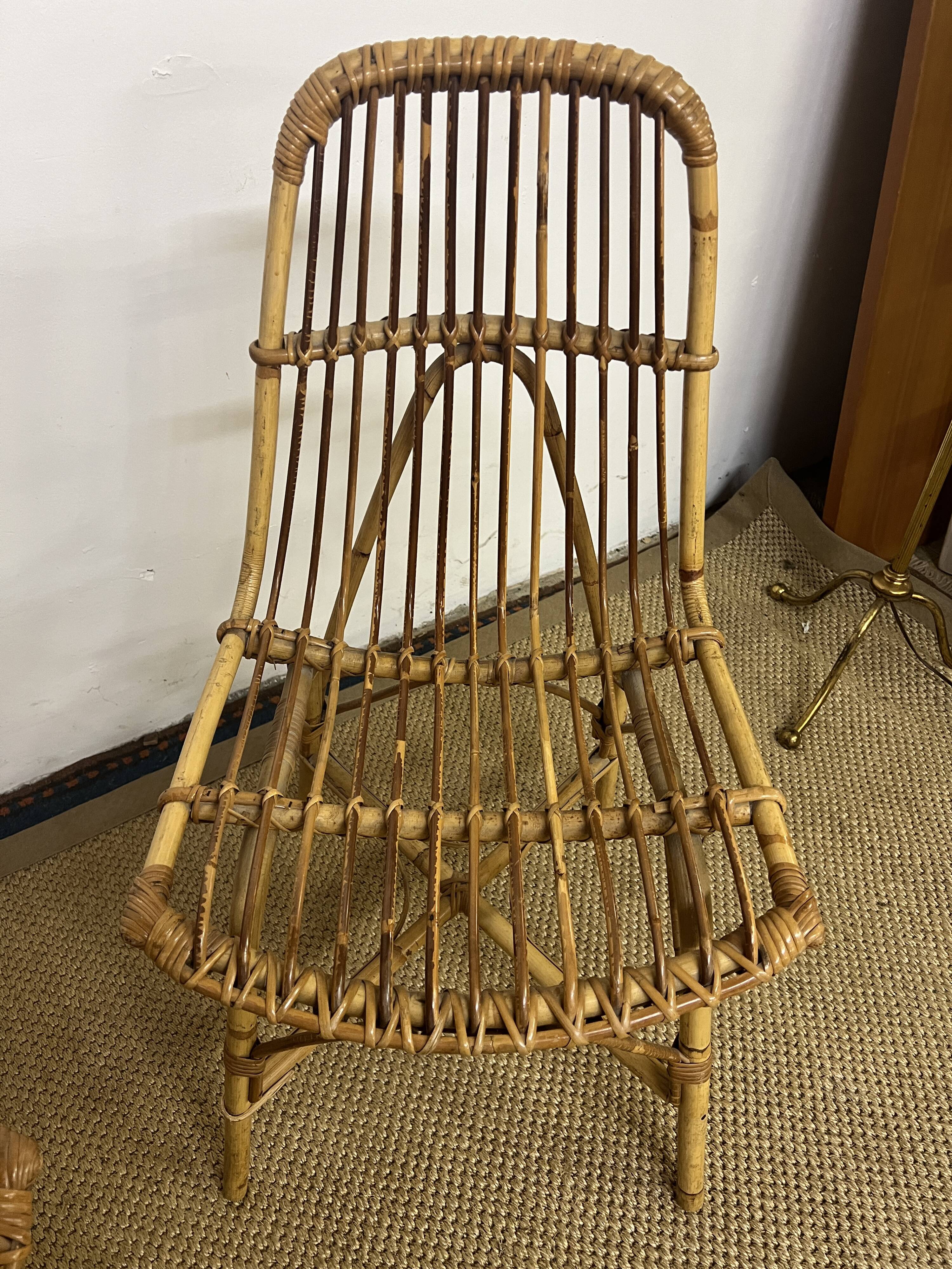 Paire de chaises en rotin & bambou
