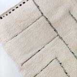 Moroccan Berber carpet blessed ouarain ecru with black graphic patterns engraved 290x205cm