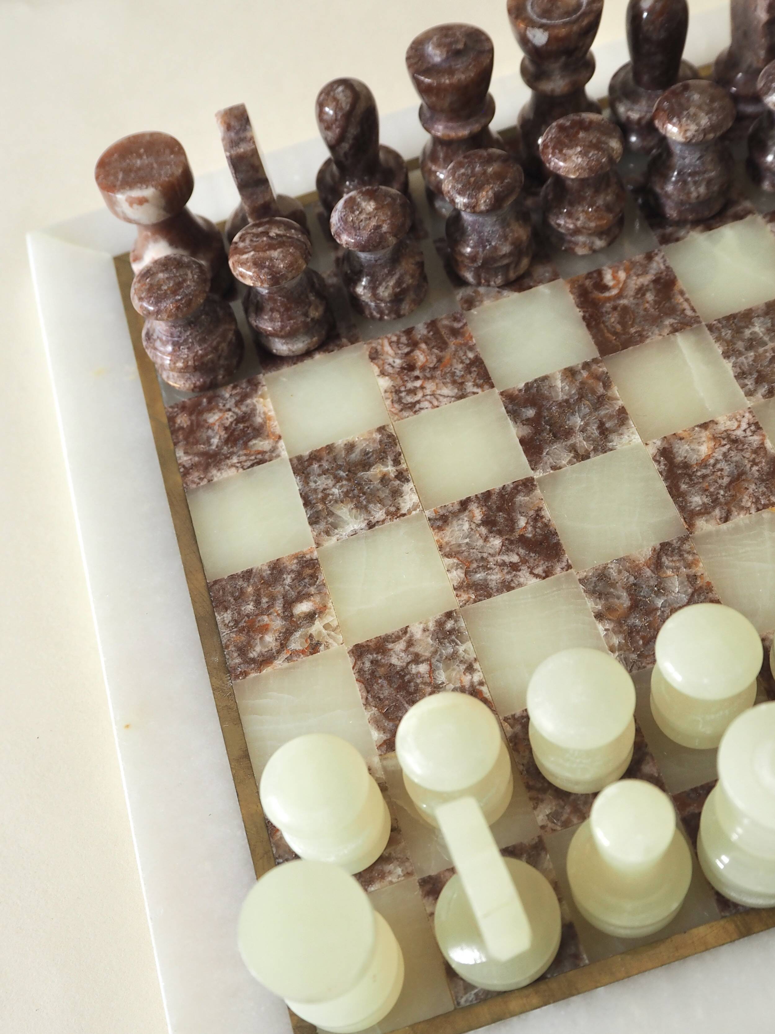 Onyx and marble chess set