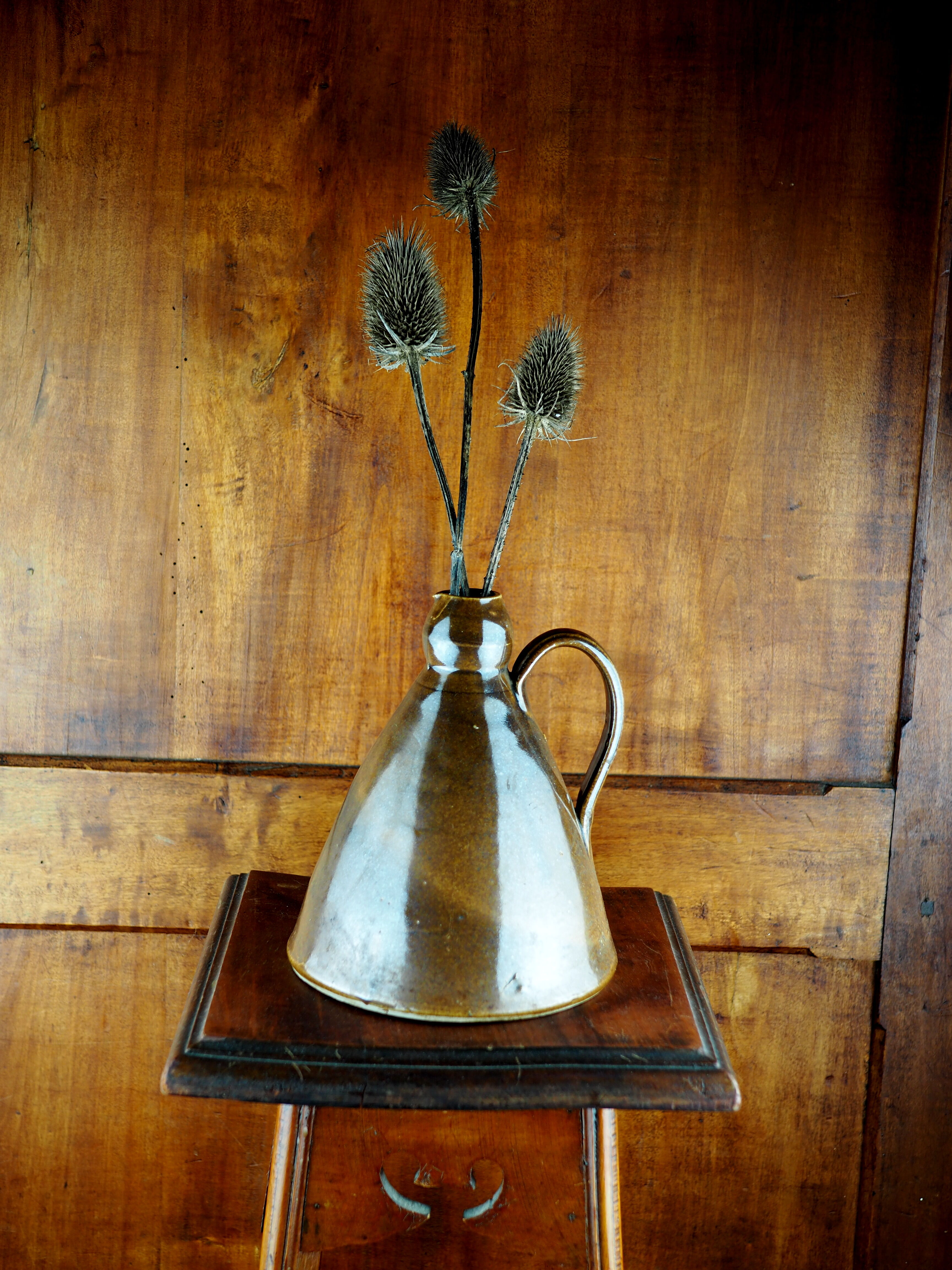 Conical pitcher with brown glaze - folk art - early twentieth century