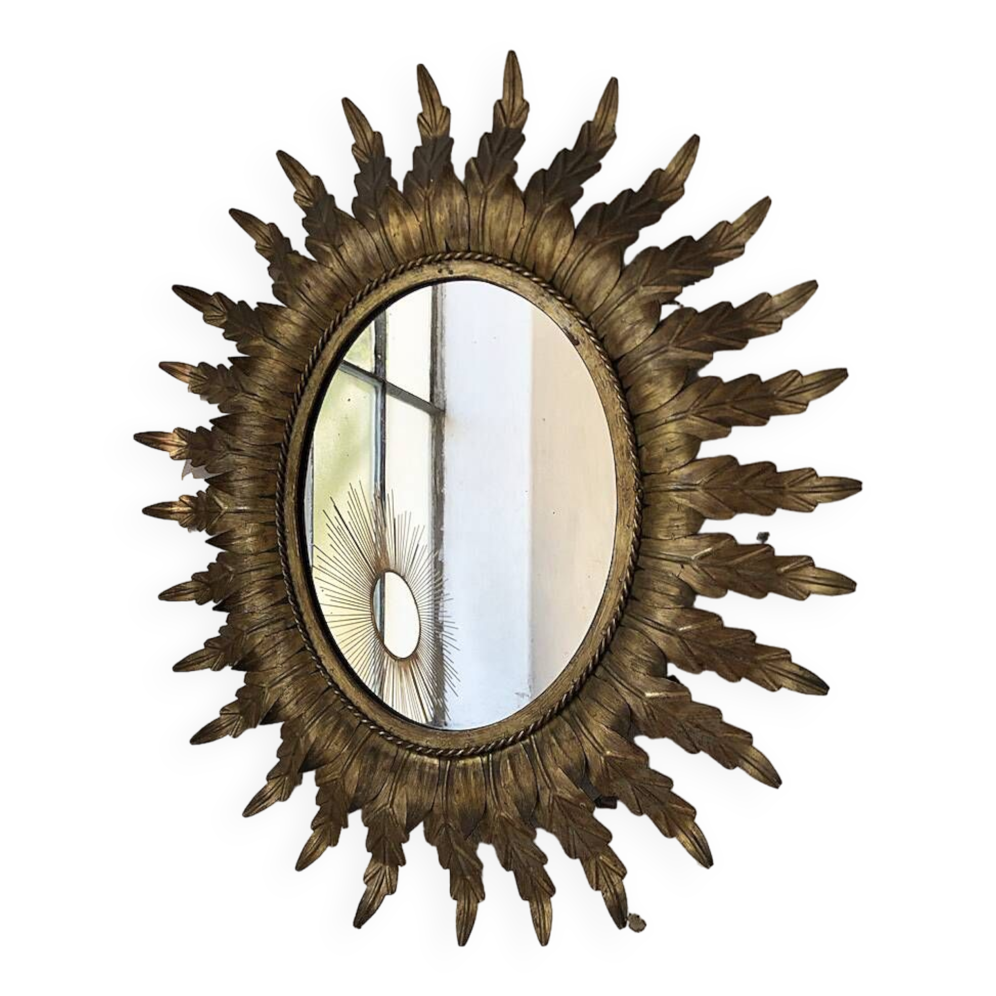 Old flowered sun golden mirror