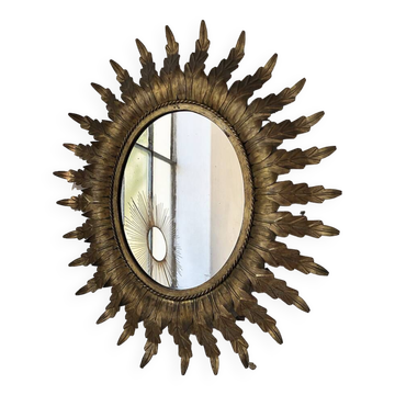 Old flowered sun golden mirror