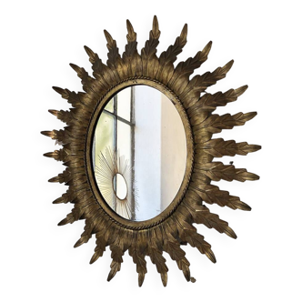 Old flowered sun golden mirror