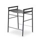 Set of 5 contemporary Artisan bar stools, black leather, black rubber.
