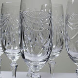 Set de 6 flûtes à champagne en cristal de Lorraine taillé main