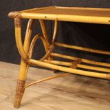 Table basse design en bambou et bois tressé des années 70