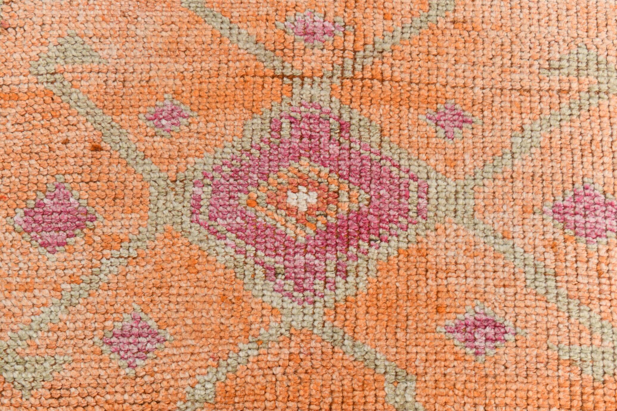 Pastel Tones Geometric Turkish Vintage Hallway Runner Rug, 95x345 Cm