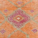 Pastel Tones Geometric Turkish Vintage Hallway Runner Rug, 95x345 Cm