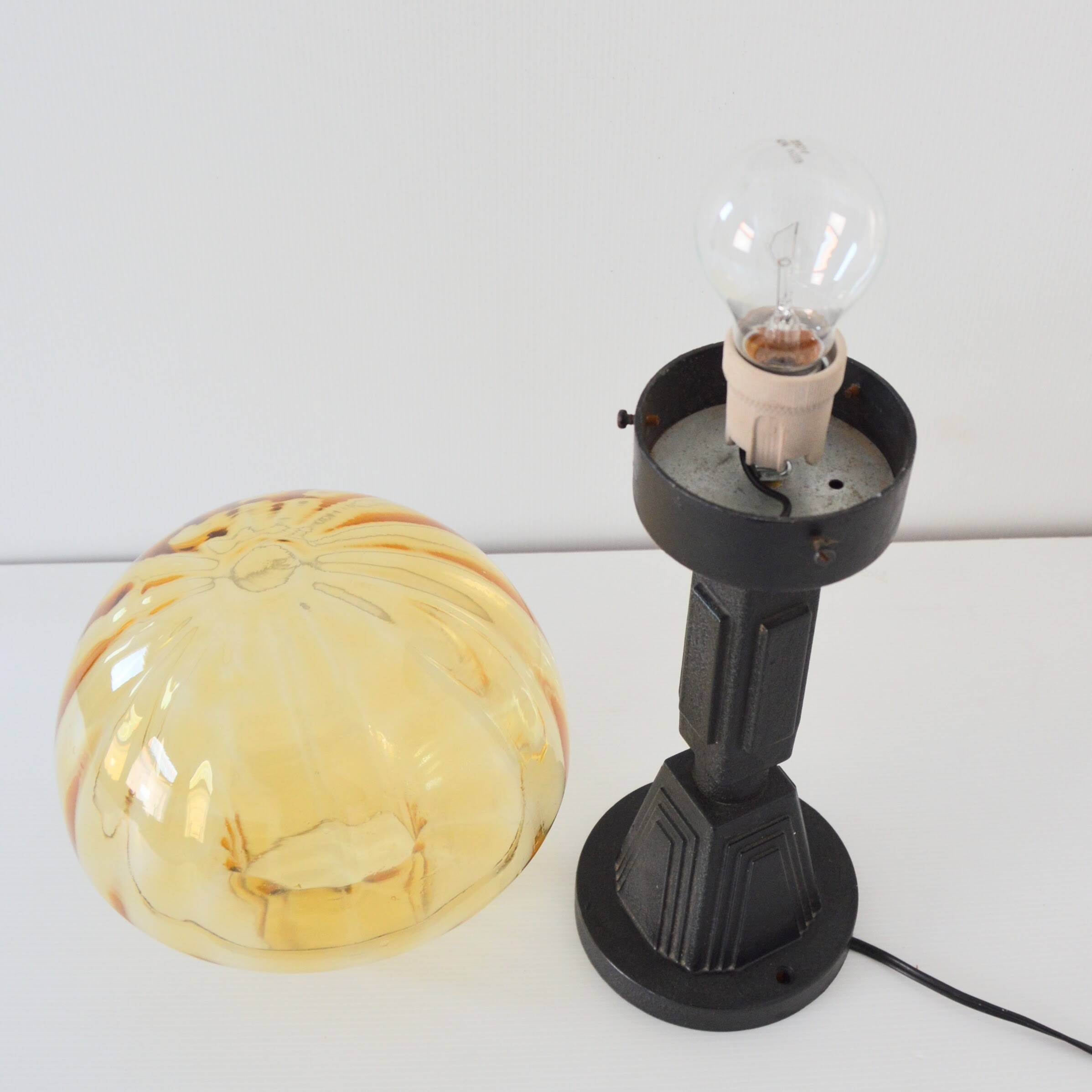 Vintage 1920s wrought iron Art Deco lamp