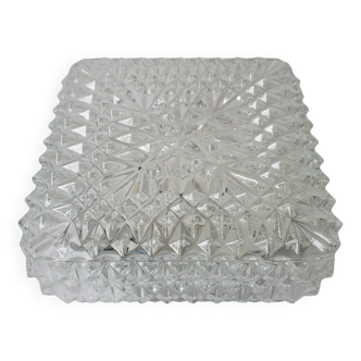 Square molded glass ceiling light "diamond point"
