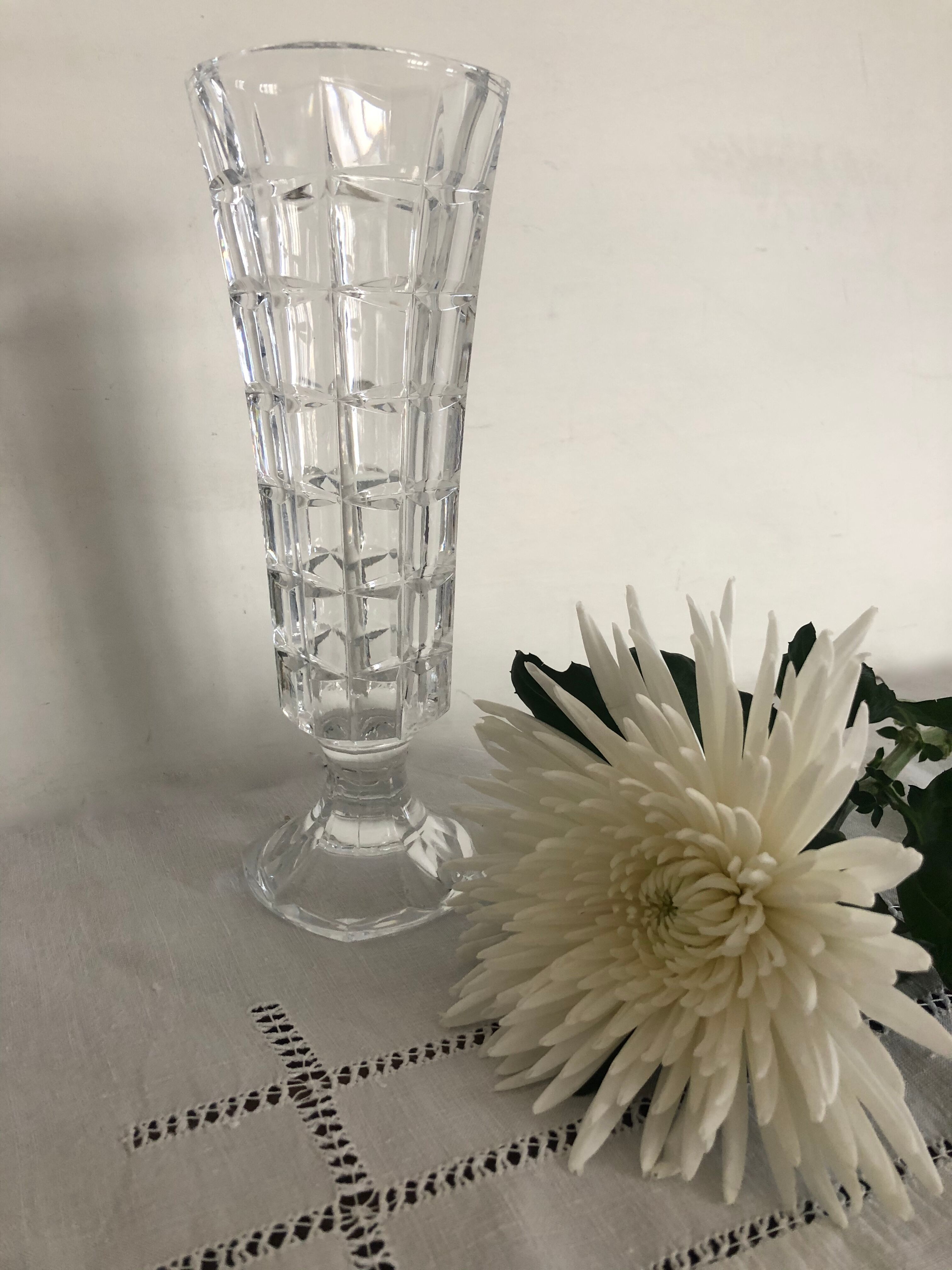High vase, cut glass