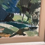 Original Mid Century Swedish Oil On Canvas – “Abstract Forest” By Gustav‑Adolf Johansson – Vintage & Framed – 62 × 48 Cm (24.4" × 18.9")