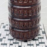 Vase West Germany brown with geometric relief from the 1970s.