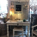 Blue wooden bookshelf