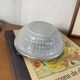Small round ceiling light fixture in glass and aluminium, vintage design.