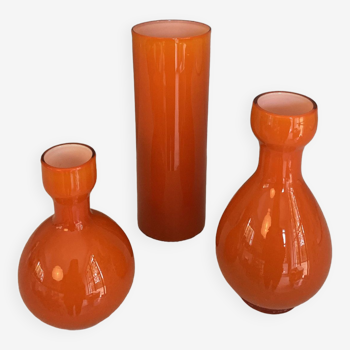 3 vases en verre suédois des années 70