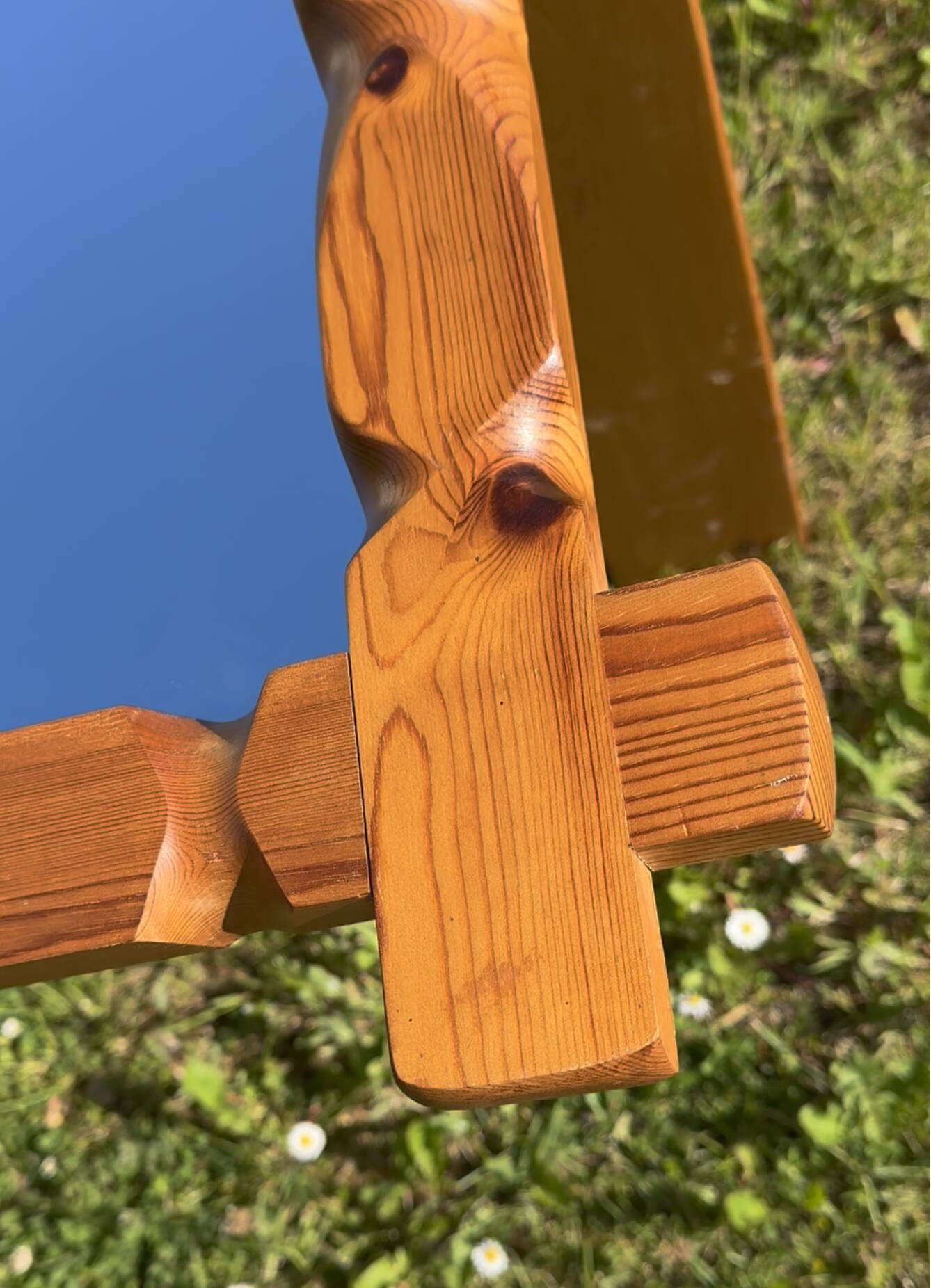 Mirror Glasmäster, Markaryd, Pine Wood Frame, swedish, 1970s, brutalist