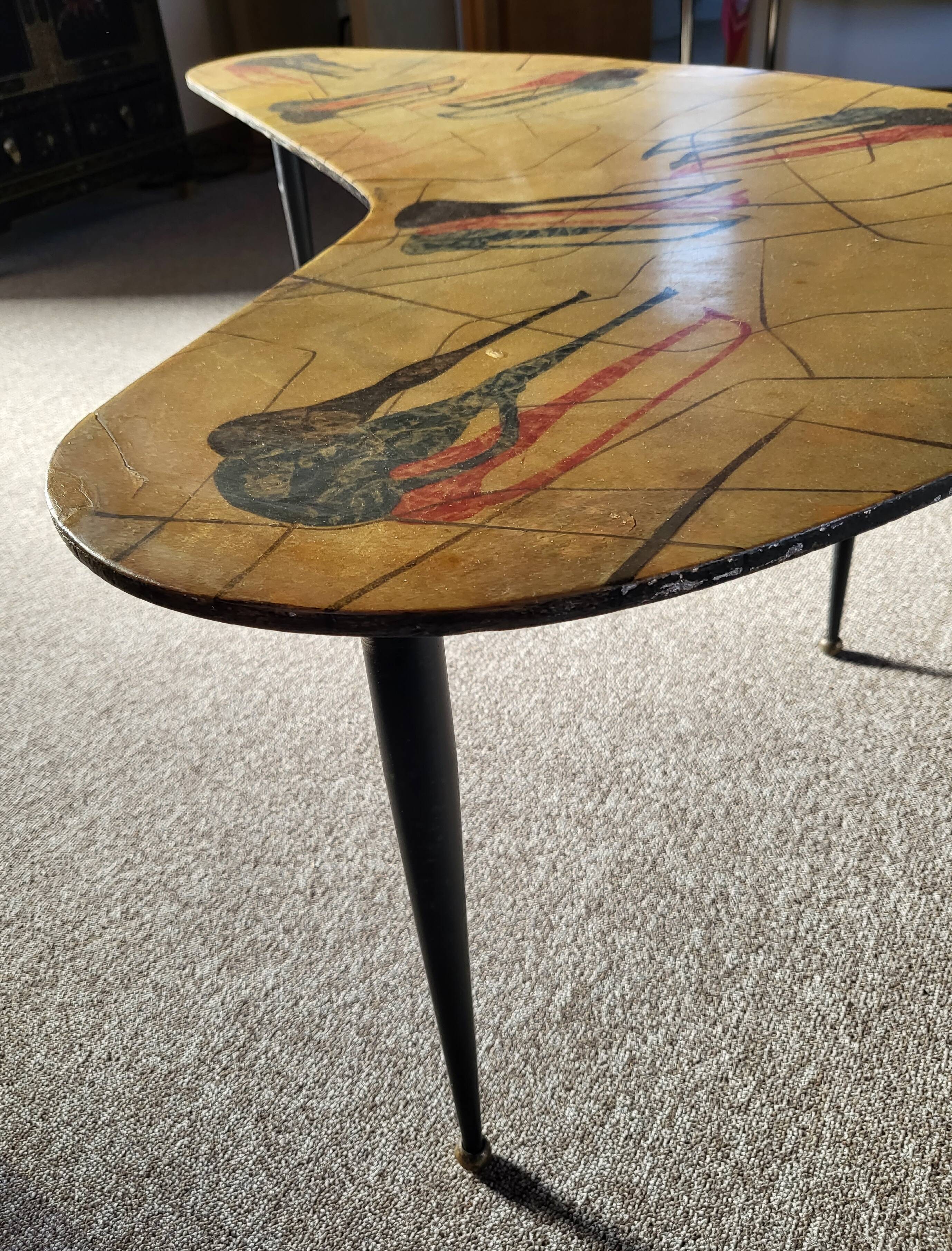 Table d’appoint peinte à la main par Decalage, Italie 1957