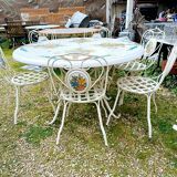 Garden furniture. Wrought iron and ceramic. Italian handcrafted.