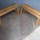 Pair of 2 patinated solid wood benches / stools