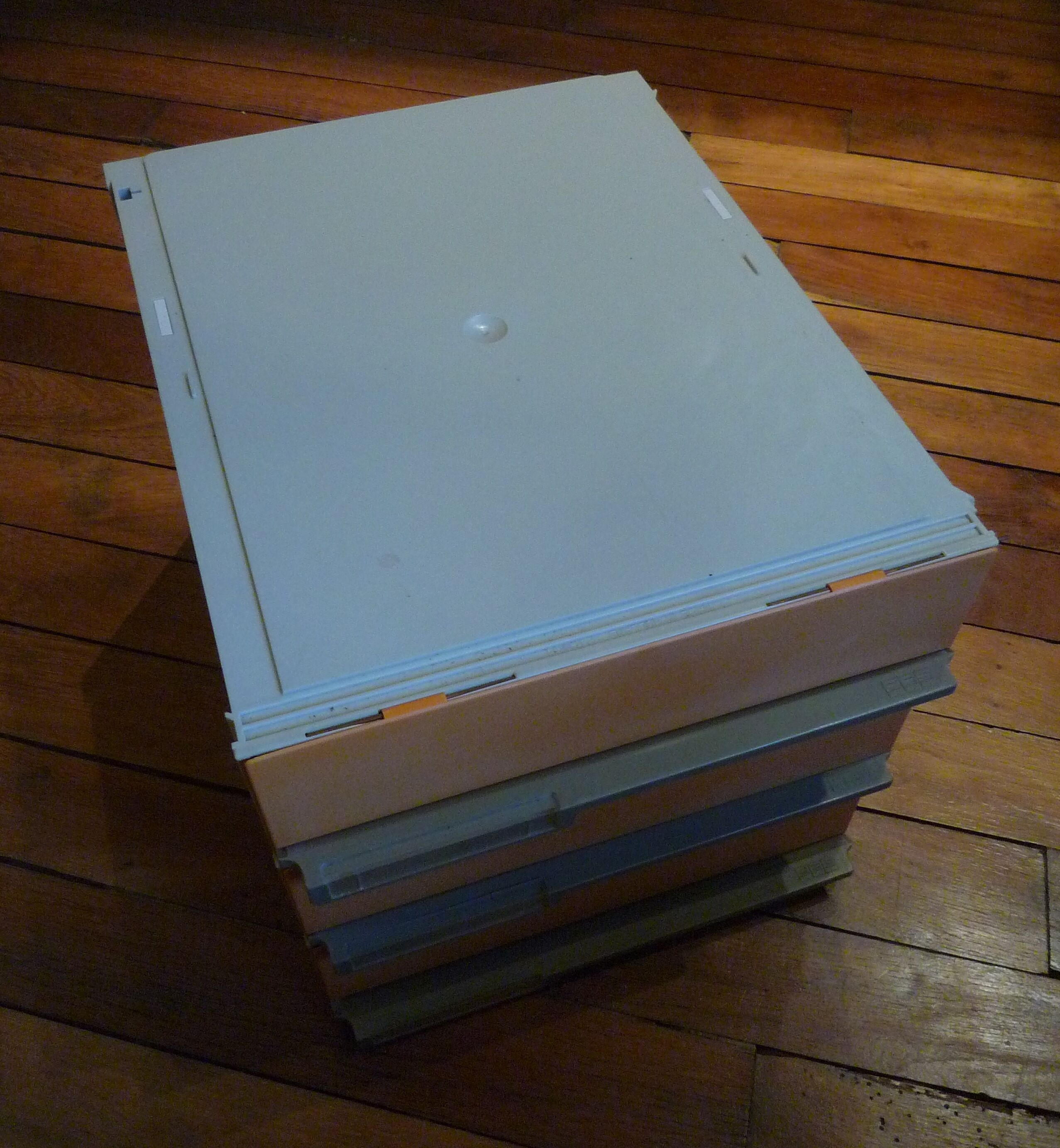 Trieurs, racks à courrier modulaire, 3 tiroirs, orange et gris, vintage 70s