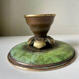 Scandinavian ART DECO candle holder in Bronze with verdigris patina