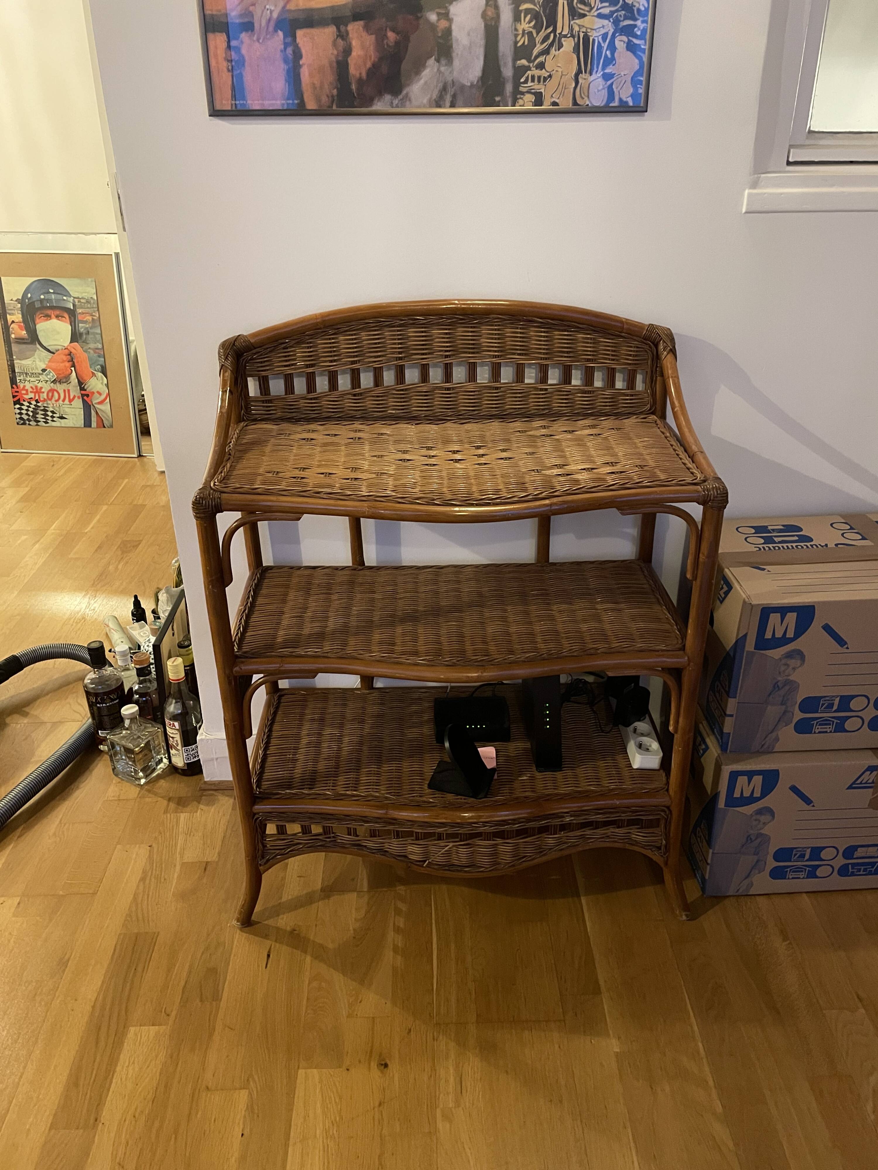 Rattan shelf on legs