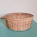 Rattan basket with vintage lid