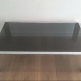 Beautiful octagonal chrome coffee table with black glass top