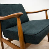 GFM-87 Beech and Fabric Armchairs by Juliusz Kędziorek for Gościcińskie Fabryki Mebli, 1960s, Set of