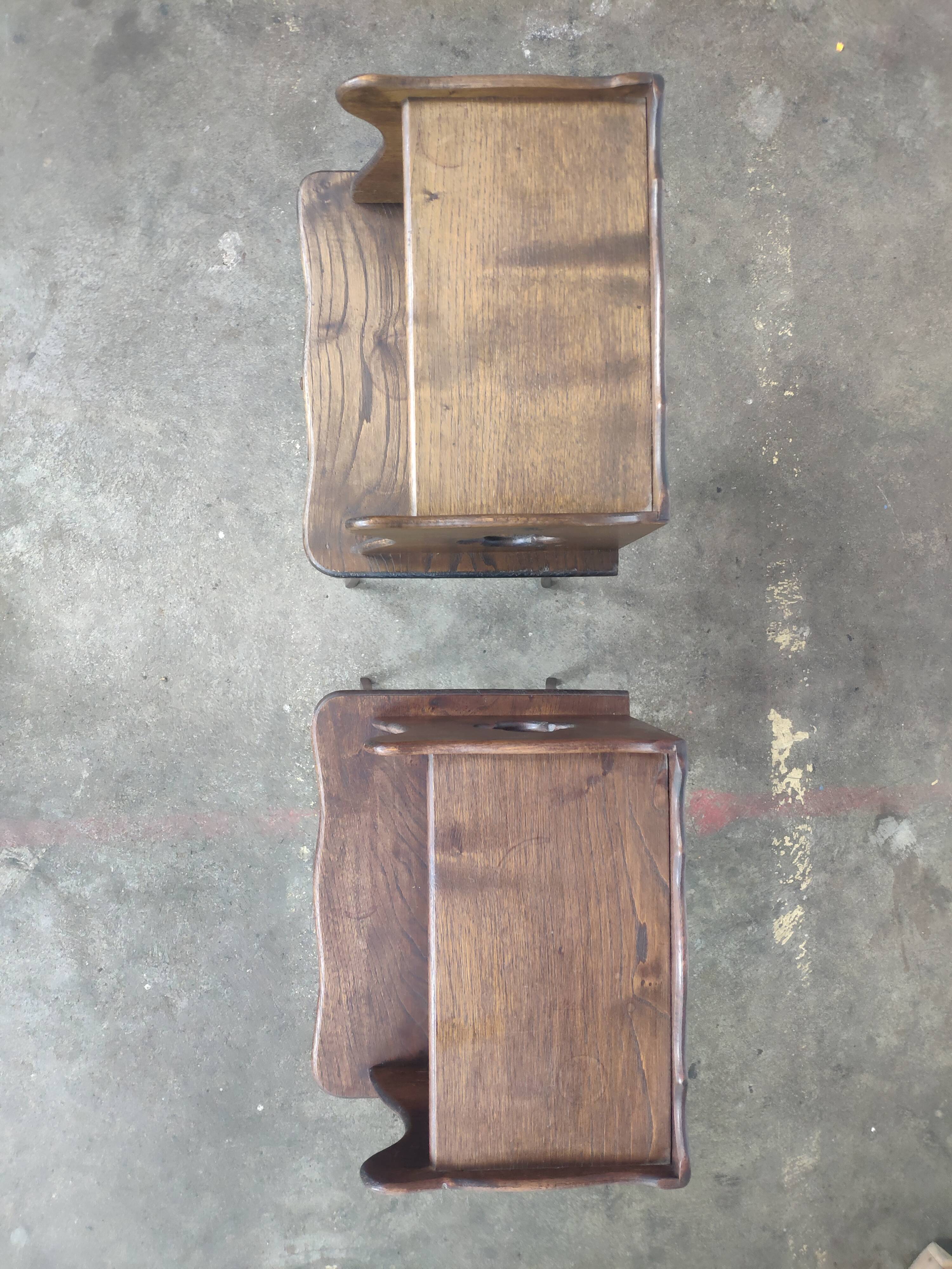 Pair of bedside in old oak