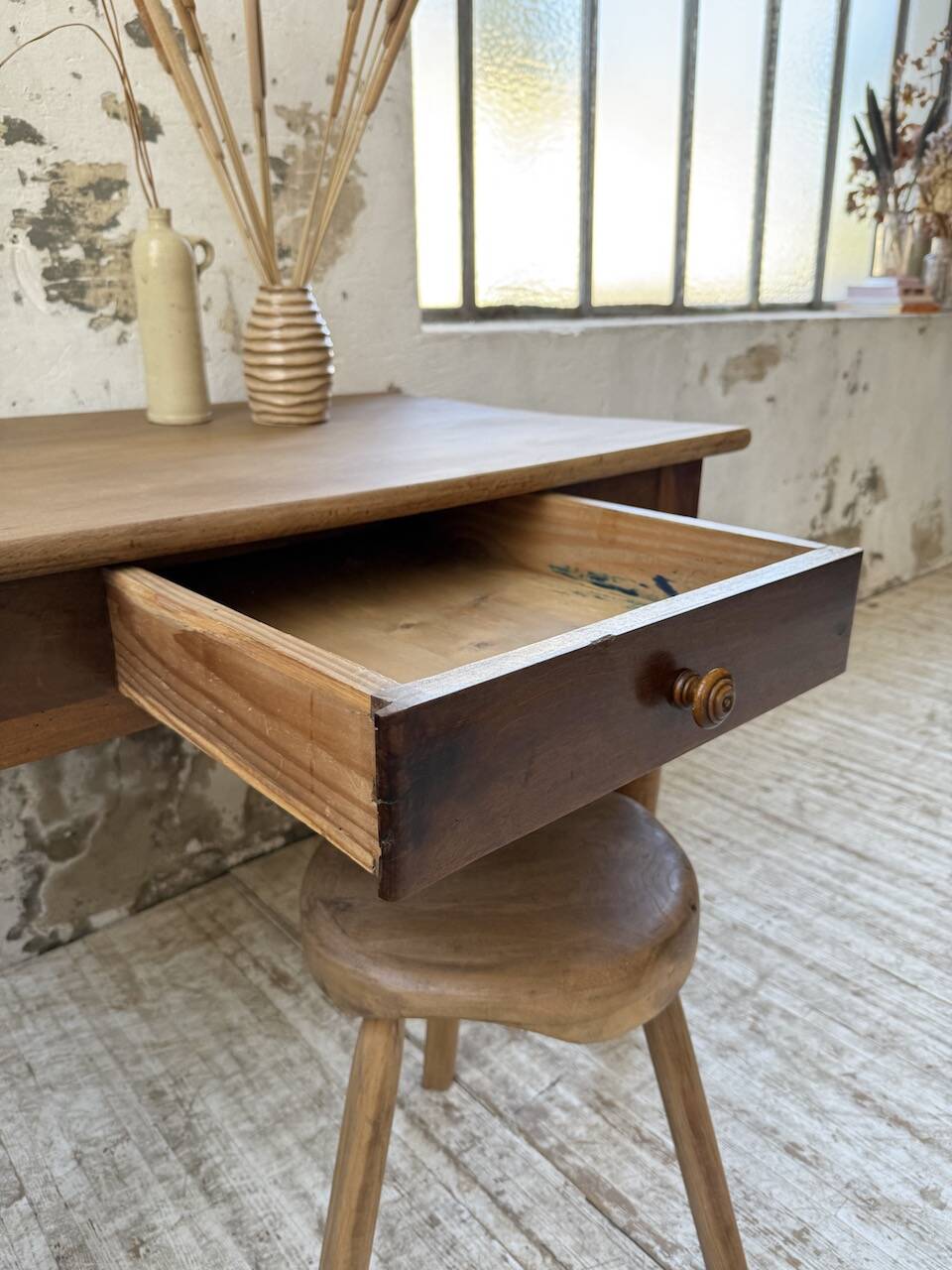 Walnut desk with turned legs, 1900
