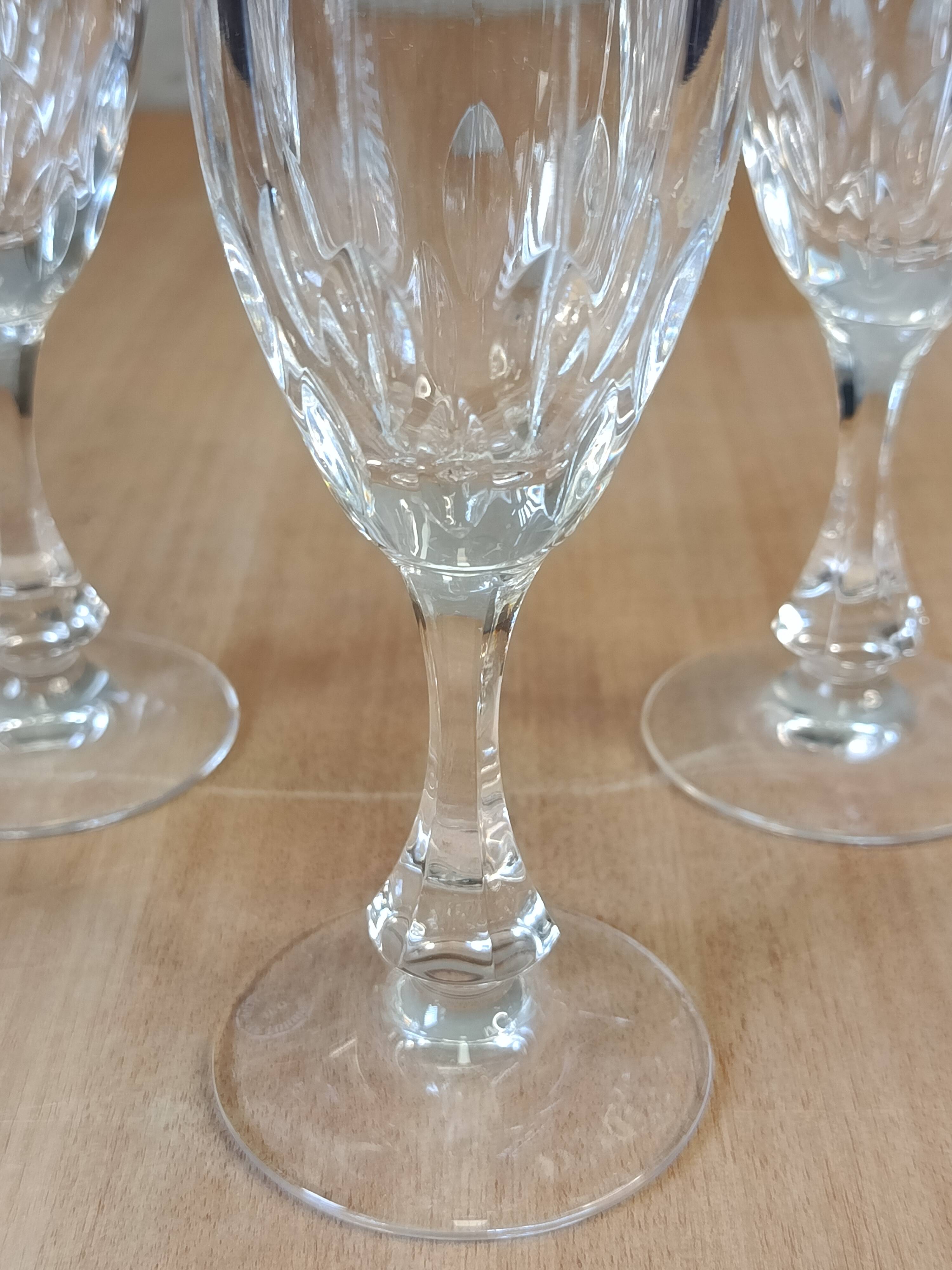 Set of 5 champagne flutes, Lembeg Crystal, 1960