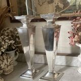 Pair of Art Deco silver-plated candlesticks 38.5cm
