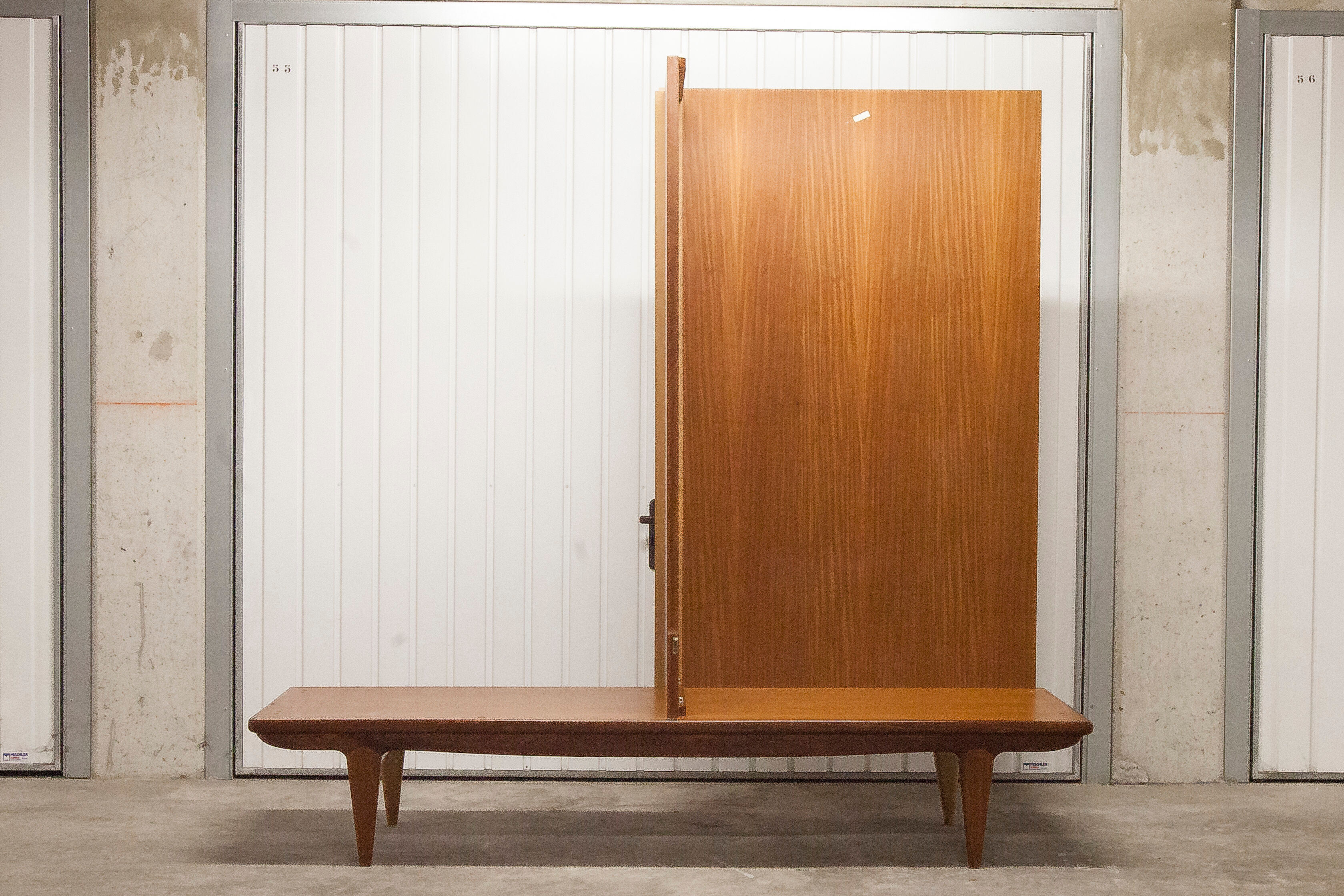 Scandinavian wardrobe 1960 teak 4 doors, 3 drawers, 2keys