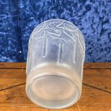 Superb Art Nouveau vase in frosted molded pressed glass with foliage decorations
