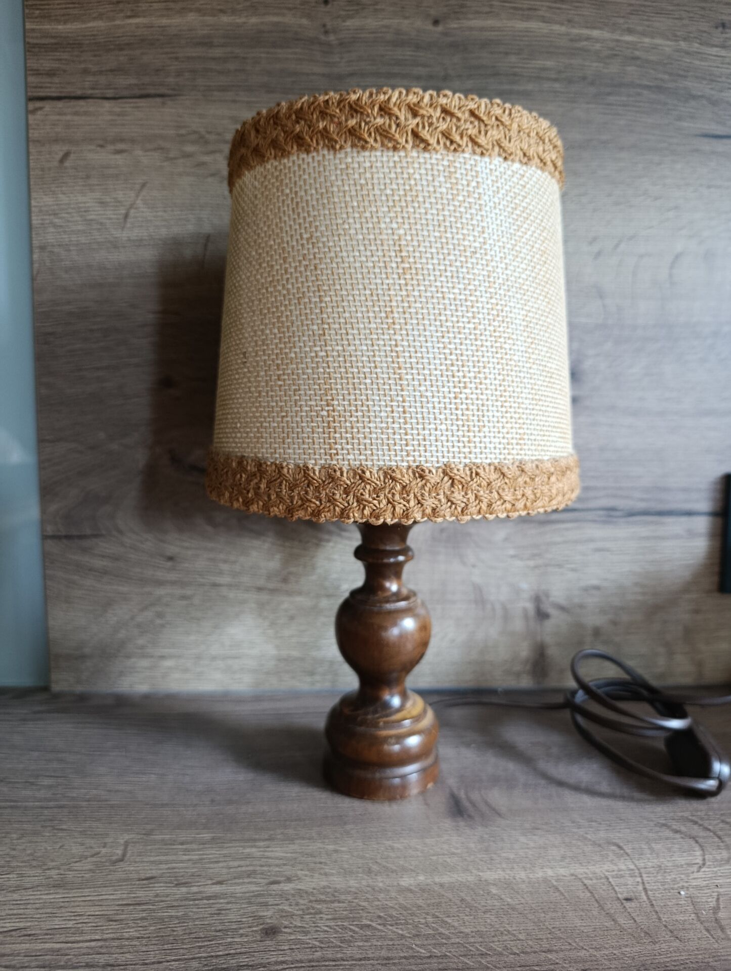 wood and jute table lamp, rustic chic