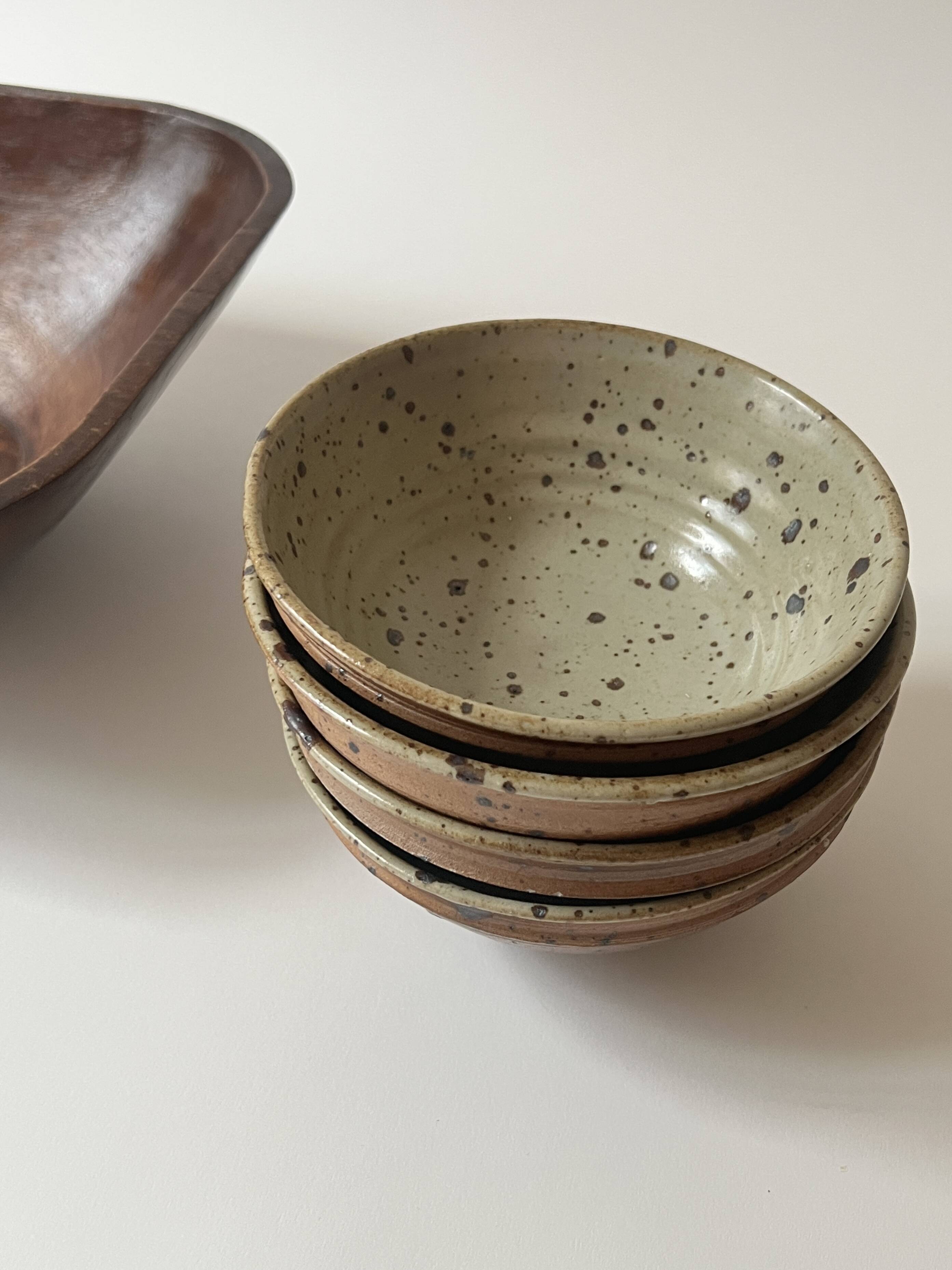 Ceramic ramekins/bowls, stoneware, pyrite, La Borne, France, 1970