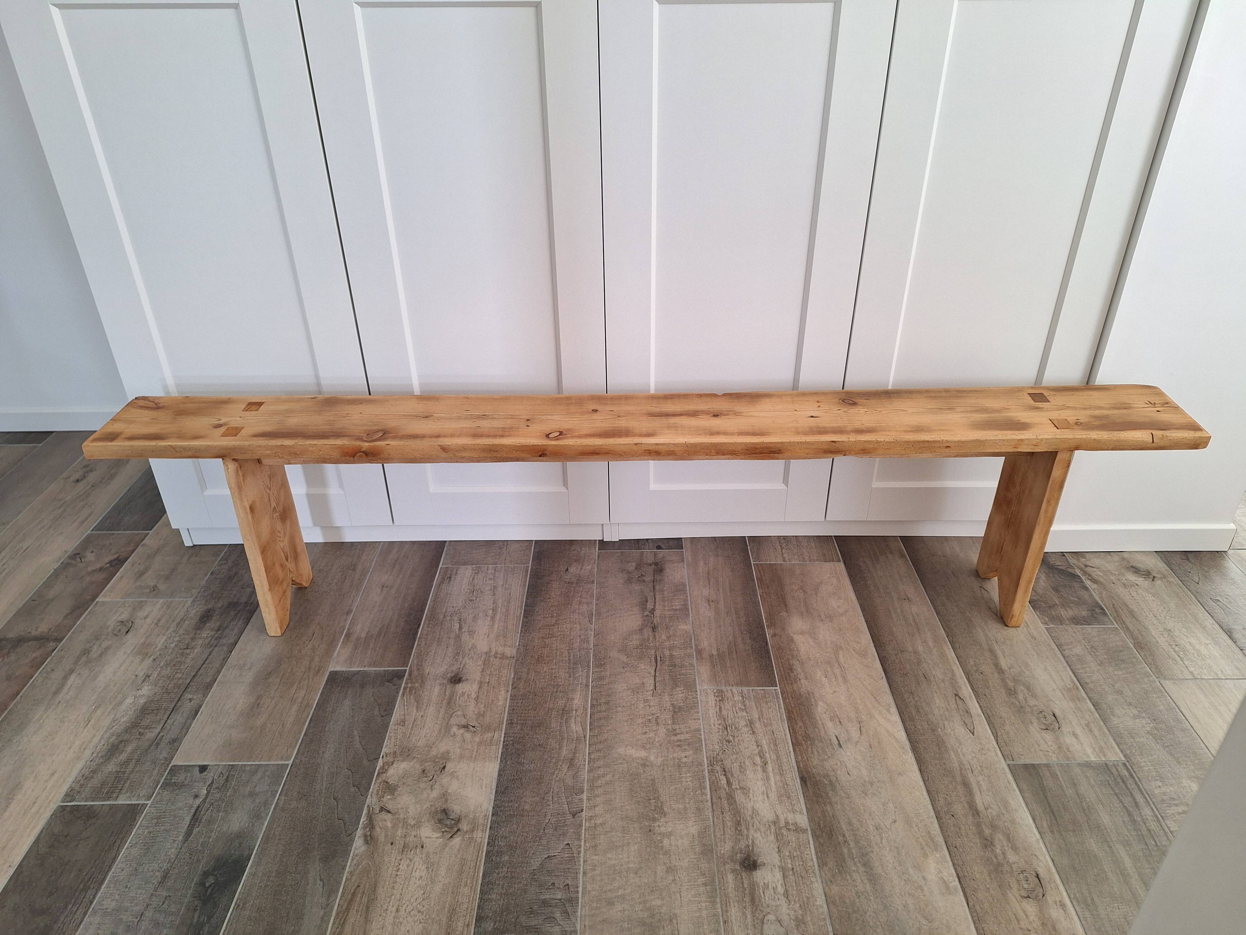 Large antique farmhouse bench in solid wood – 200 cm