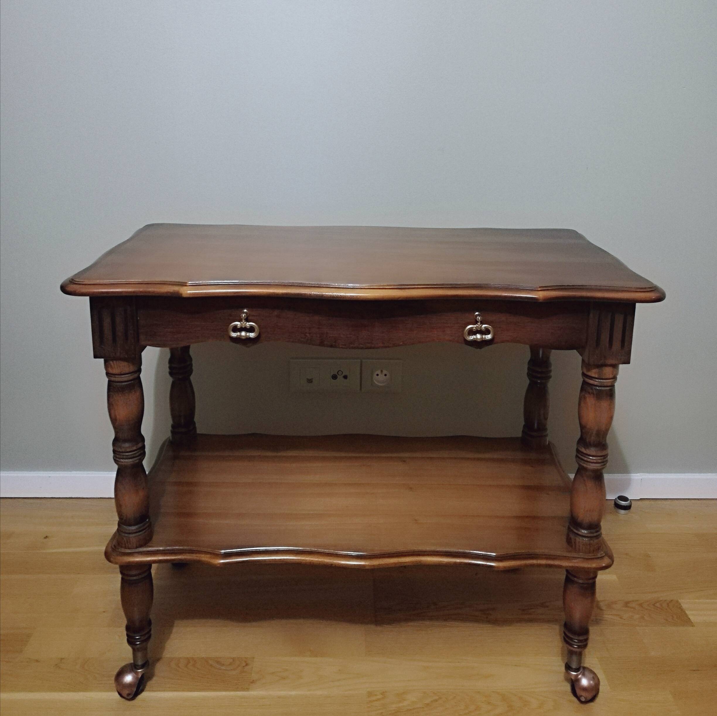 Oak trolley on wheels