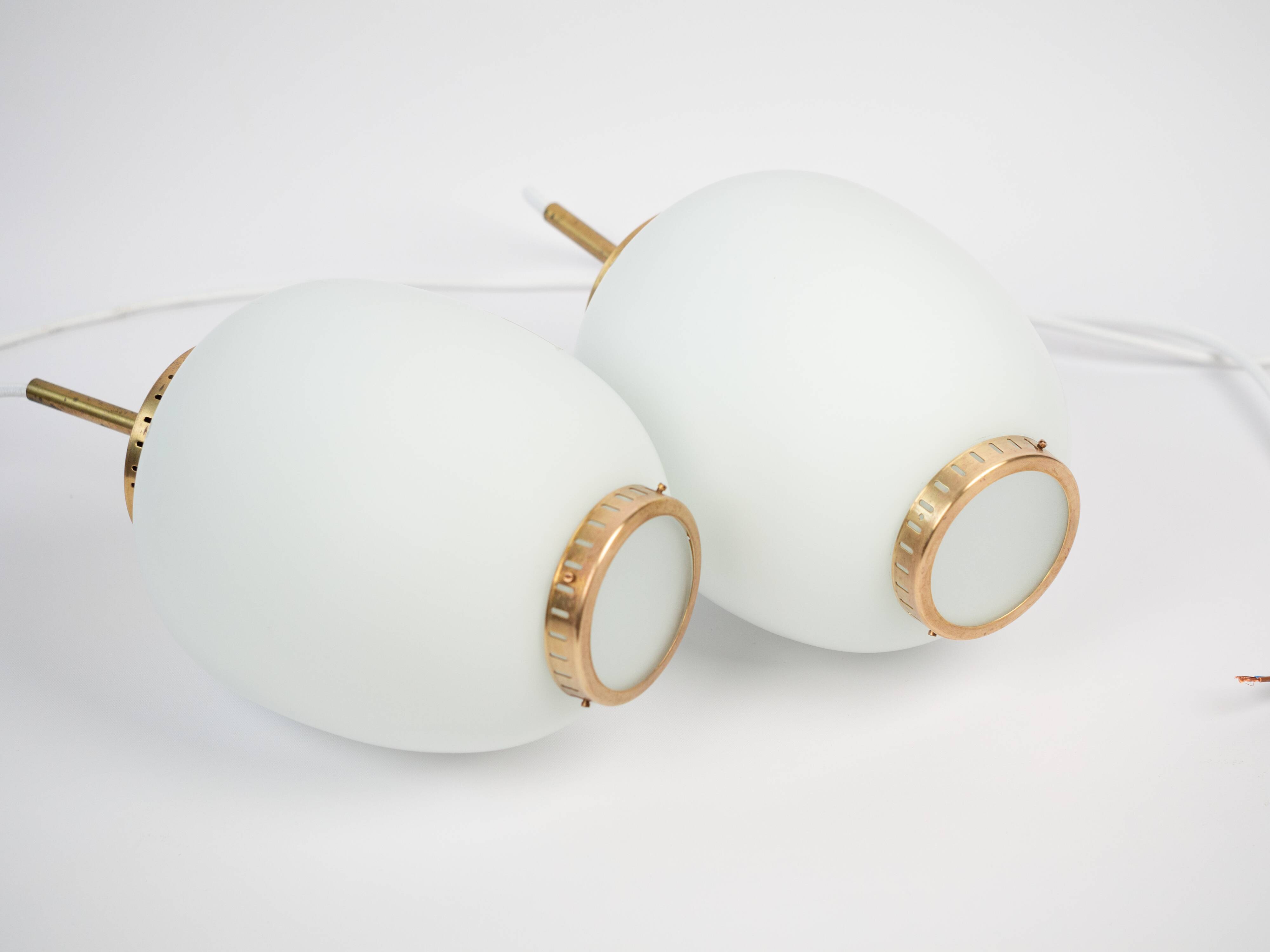 Pair of danish vintage Kina pendant lamps by Bent Karlby, Lyfa, 1946