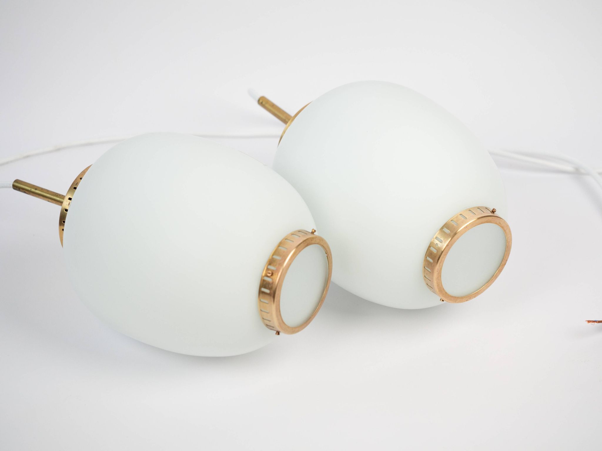 Pair of danish vintage Kina pendant lamps by Bent Karlby, Lyfa, 1946