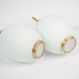 Pair of danish vintage Kina pendant lamps by Bent Karlby, Lyfa, 1946