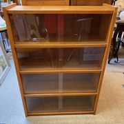Bibus 1960s bookcase light oak with sliding glass