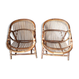 Rattan armchairs pair