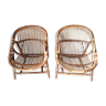 Rattan armchairs pair