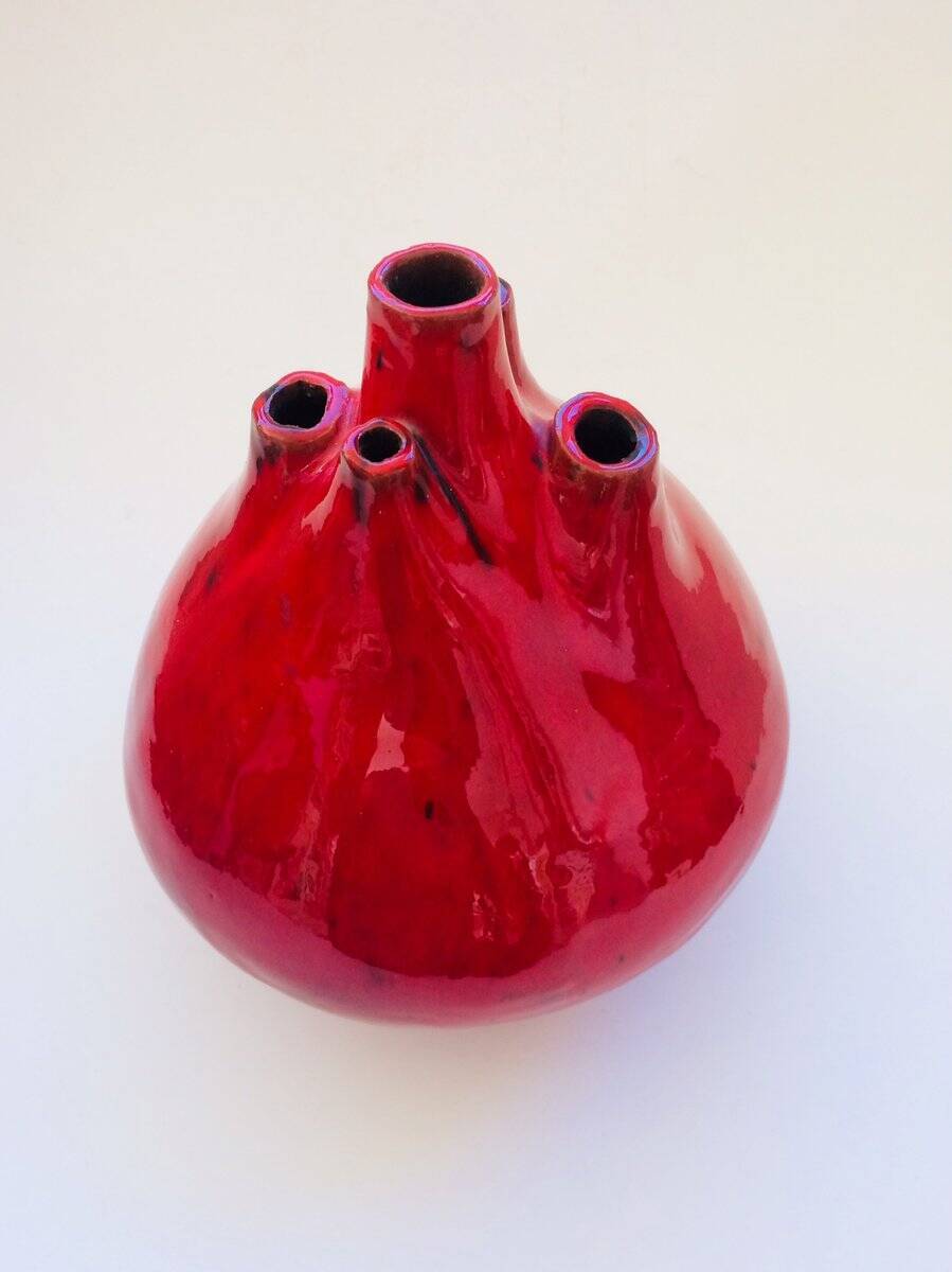 Belgian pottery spout vase by Hugria, 1960s