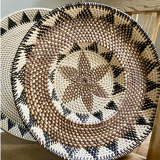 Round ethnic Balinese rattan tray