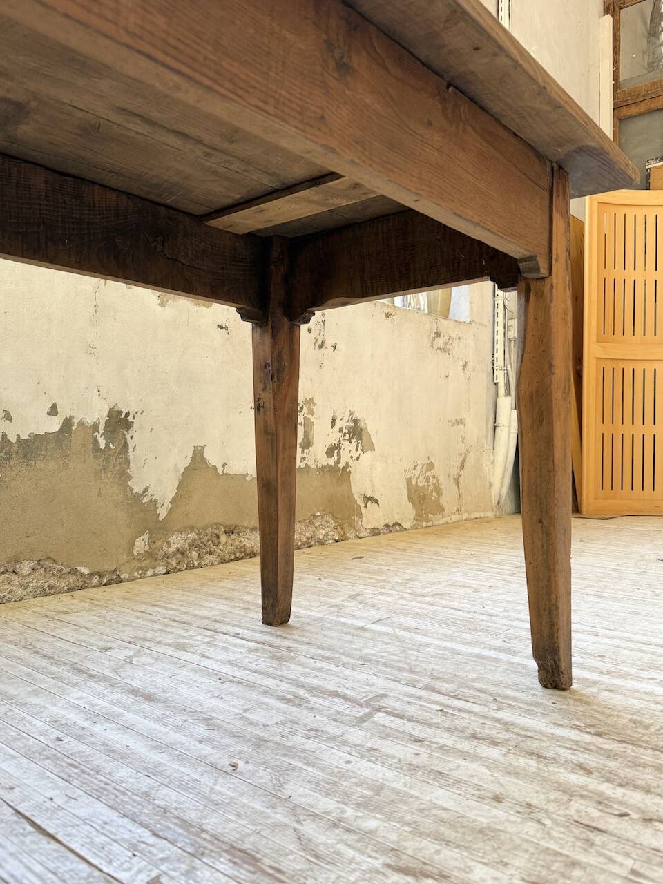 1950s oak farmhouse table with spindle legs