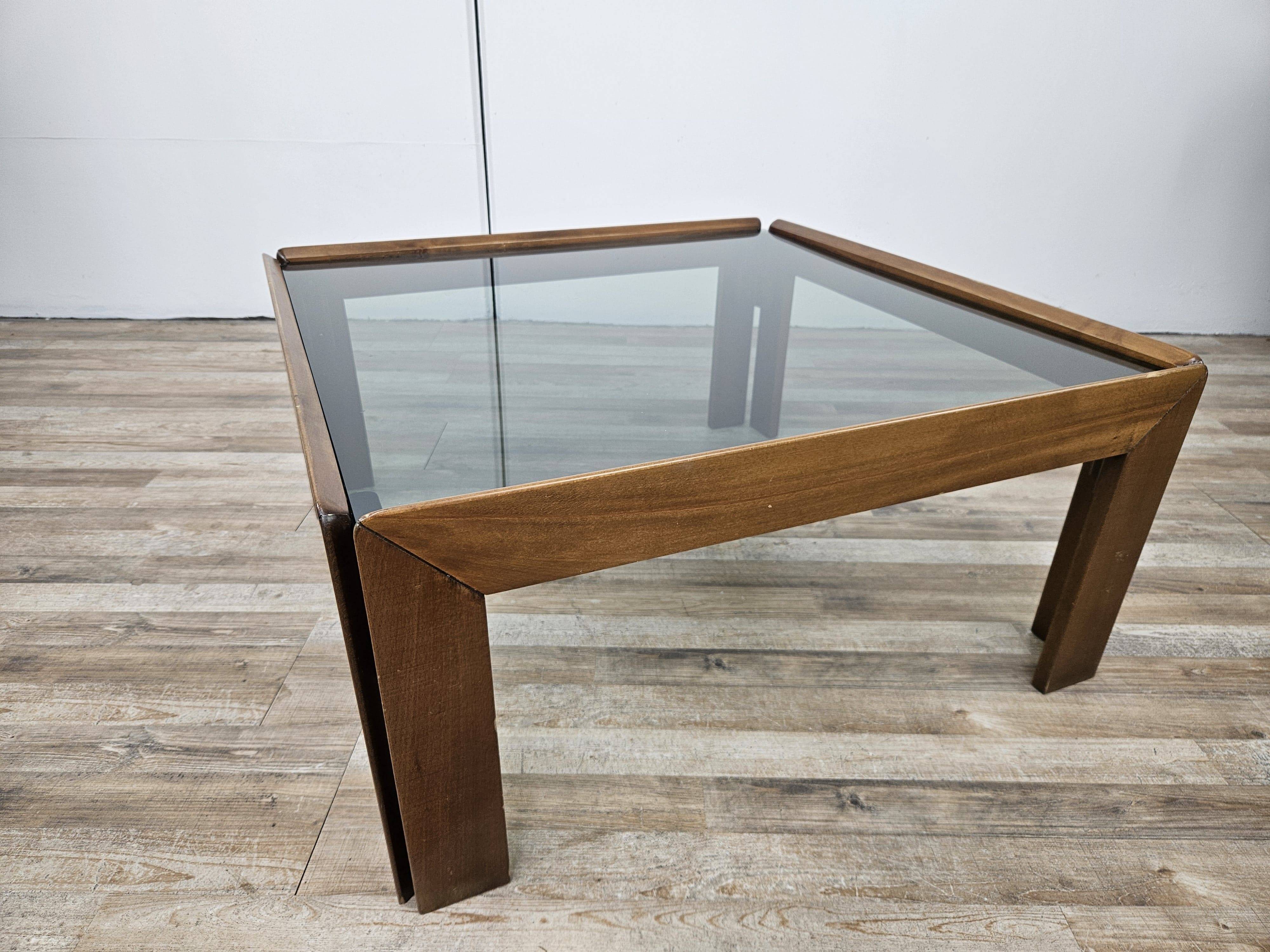 1960s coffee table by Afra and Tobia Scarpa for Cassina with smoked glass